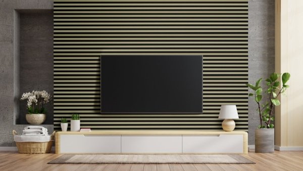 Lamele ścienne Woodline panel akustyczny na czarnym filcu Czarny mat 30x270 cm