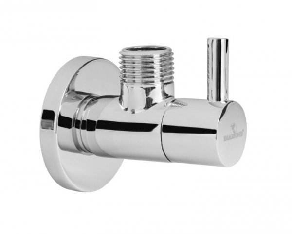 Zawór kątowy z głowicą ceramiczną do pralki 1/2x3/4 z rozetą