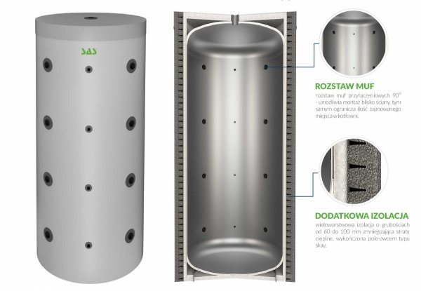 SAS BST 500 L zbiornik buforowy akumulacyjny ocieplony