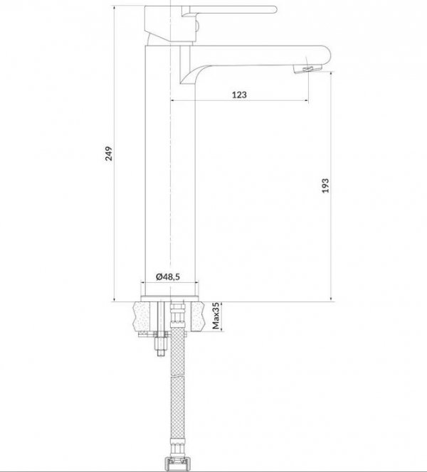 Bateria umywalkowa Cersanit Verso Wysoka z korkiem klik-klak 