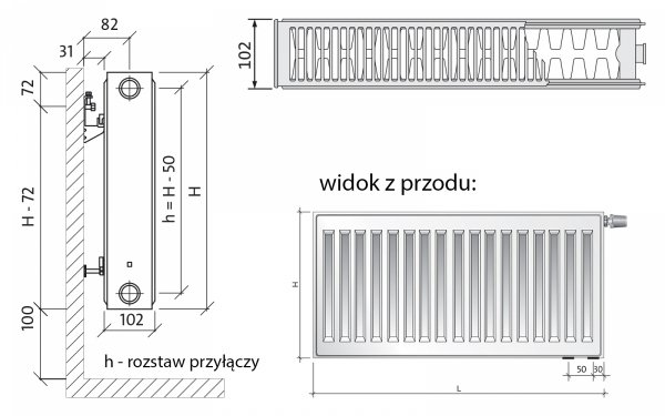 Grzejnik pokojowy Purmo CV22 600x2000 panelowy 4272 W