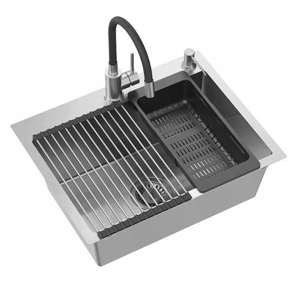 Quadron Luke 110 zlewozmywak + Qmata + Wkładka + Dozownik + Deska + bateria z elastyczną wylewką 