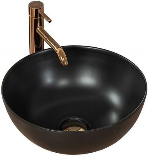 Umywalka nablatowa Rea Stella Black Matt 36x36 cm ceramiczna okrągła