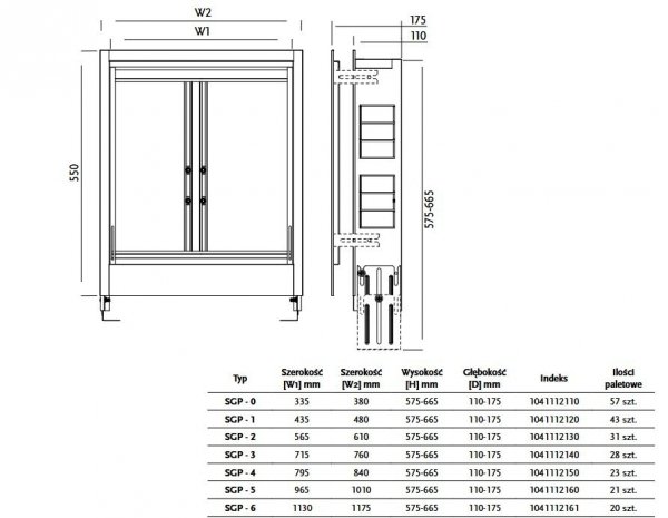 Szafka podtynkowa rozdzielacza 7-8 obwody Skrzynka rozdzielacza 565x665x175 mm