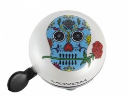 Dzwonek rowerowy Voxom KL22 Skull White — stalowy, 60 mm, Ding-Dong
