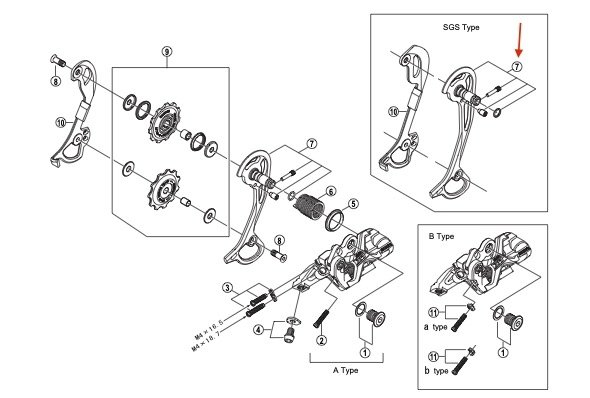Wózek przerzutki Shimano Deore XT RD-M772 SGS zew.