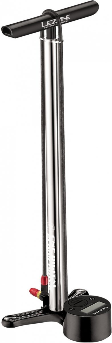 Pompka podłogowa Lezyne CNC Digital Drive 3.5 — srebrna, manometr cyfrowy 3.5”