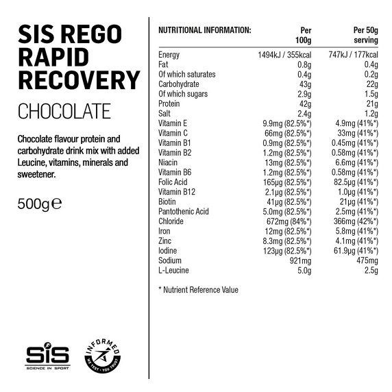 SIS Rego Rapid Recovery Powder 500 g czekolada