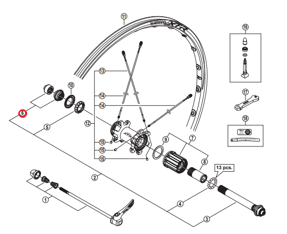 Stożek piasty tylnej Shimano WH-M985-R lewy
