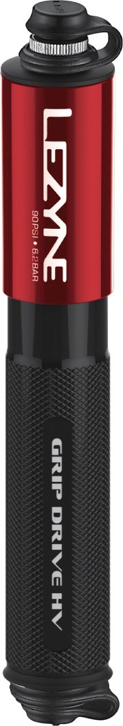 Pompka ręczna Lezyne Grip Drive HV Small — czerwona, 90 PSI (18,6 cm)