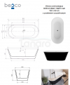 BESCO Wanna wolnostojąca Deeva Matt B&W 180x80 + syfon chrom #WWA-180DMBC