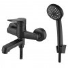 KUCHINOX - Bateria wannowa ATEZ ścienna z zestawem natryskowym Czarna  BTK_711D