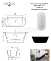 BESCO Wanna wolnostojąca Deeva Matt B&W 170x80 + maskownica odpływu gun metal #WWA-170DMBM