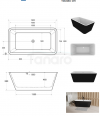 BESCO Wanna wolnostojąca 160x80 Evita B&W Matt 160 + syfon z przelewem chrom #WAS-160EM