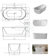 BESCO Wanna przyścienna Leya B&W 170x78 + syfon chrom #WASB-170-L