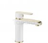 REA - REA - Bateria umywalkowa BLOOM White-Gold/Biało-Złota niska