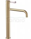 REA - Bateria umywalkowa obrotowa SERRA Złota Szczotkowana/ Gold Brush Wysoka