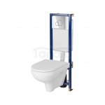 CERSANIT - Set B680 - stelaż podtynkowy TECH LINE BASE do zabudowy suchej + miska zawieszana ZIP SimpleOn + deska duroplastowa antybakteryjna, wolnoopadająca + przycisk BASE CIRCLE chrom błyszczący  S701-690