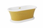 BESCO Wanna wolnostojąca Ziva Glam Złota 160x75 + klik-klak z przelewem szczelinowym chrom, postument biały #WWA-160ZZSC