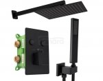 REA - Zestaw Prysznicowy Podtynkowy FENIX DAVIS BLACK z termostatem + BOX