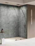 NEW TRENDY Kabina prysznicowa SMART GUNMETAL BRUSHED 1D walk-in U 100x200 szkło czyste 8mm Active Shield 2.0 - WSPORNIK SKOŚNY EXK-7941-WU