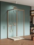 NEW TRENDY Kabina prysznicowa PRIME COPPER BRUSHED 2D kwadratowa przyścienna U 100x100x200 szkło czyste 6mm Active Shield 2.0 K-4149