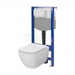 CERSANIT - Set C27 - stelaż podtynkowy AQUA 50 PNEU QF + miska zawieszana VIRGO by Cersanit CleanOn  + deska duroplastowa SLIM antybakteryjna, wolnoopadająca, z funkcją łatwego wypinania  S701-806