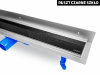 OKEDA Przyścienny odpływ liniowy OKEDA® PRIME LINE™ - BLACK GLASS - CZARNE SZKŁO 50cm 21500.06