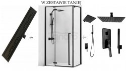 ZESTAW - Kabina prysznicowa FARGO 80X100 + zestaw prysznicowy podtynkowy SONIC czarny + Odpływ liniowy CZARNY 100 cm 