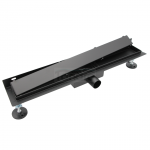 AQUALINE Odpływ liniowy przyścienny 2w1 ze stałym syfonem czarny 120cm LS04BK1200
