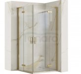 REA - Kabina narożna - drzwi podwójne prysznicowe składane, łamane HUGO DOUBLE 100x100 Gold / Złota 