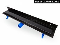 OKEDA Czarny przyścienny odpływ liniowy OKEDA® PRIME LINE™ - BLACK GLASS - RUSZT CZARNE SZKŁO 90cm 21900.06.BLACK
