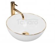 REA - Umywalka Ceramiczna Nablatowa STELLA White Gold Edge 