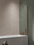 NEW TRENDY Parawan nawannowy NESTA COPPER BRUSHED stały U 80x140 szkło czyste 8mm Active Shield 2.0 P-0218