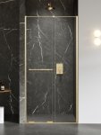NEW TRENDY Drzwi wnękowe SMART GOLD BRUSHED 1D U 160x200 szkło czyste 8mm Active Shield 2.0 - UCHWYT RELING EXK-7516