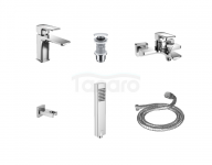 EXCELLENT Keria Zestaw promocyjny Keria set 01 chrom bateria umywalkowa, bateria wannowo-prysznicowa, korek umywalkowy klik-klak, słuchawka prysznicowa Tor z wężem Regular oraz mocowaniem ZEPR.0124.09