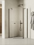 NEW TRENDY Kabina prysznicowa New Soleo Gunmetal Brushed, pięciokątna, asymetryczna, drzwi pojedyncze 80x80 K-1707