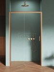 NEW TRENDY Drzwi wnękowe PRIME COPPER BRUSHED 1D L 100x200 szkło czyste 6mm Active Shield 2.0 D-0812A