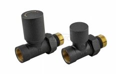 ARMATURA KRAKÓW KFA zestaw grzejnikowy, prosty Komfort PRO, GRAFITOWY 758-030-61-BL