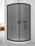 NEW TRENDY Kabina prysznicowa półokrągła szkło grafitowe 90x90 NEW VARIA BLACK K-0452