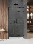 NEW TRENDY Drzwi wnękowe AVEXA XR BLACK 1D L 100x200 szkło czyste 6mm Active Shield 2.0 EXK-6839/EXK-6840