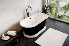 BESCO Wanna wolnostojąca Ziva B&W 160x75 + klik-klak z przelewem szczelinowym gun metal #WWA160ZBSGR