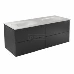 BESCO Szafka Akya Classic Gun Metal Połysk 131 z umywalką biały połysk + klik-klak biały #KAC-131-PGW