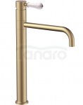 REA - Bateria umywalkowa obrotowa SERRA Złota Szczotkowana/ Gold Brush Wysoka