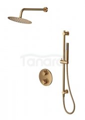 CERSANIT - Set B916 zestaw podtynkowy ZEN by Cersanit miedź szczotkowana z baterią termostatyczną wannowo-natryskową z boksem S952-050 