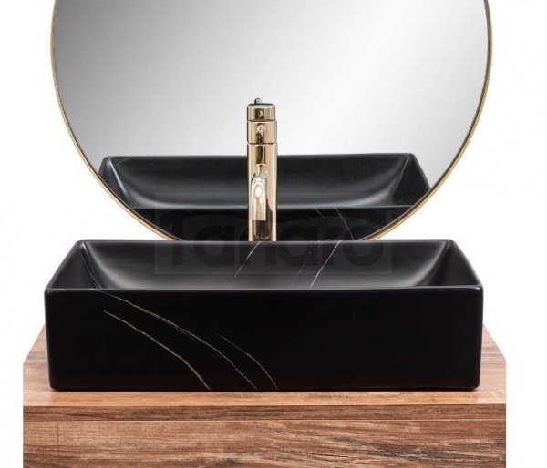 REA - Umywalka nablatowa INGA Black Marble Mat