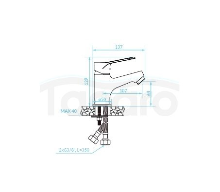 KUCHINOX - Bateria umywalkowa ATEZ stojąca z korkiem Chrom  BTK_022D