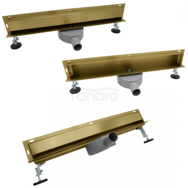 AQUALINE Odpływ liniowy ŚCIENNY ZŁOTY OBROTOWY 360° - 80 cm SR04GL800
