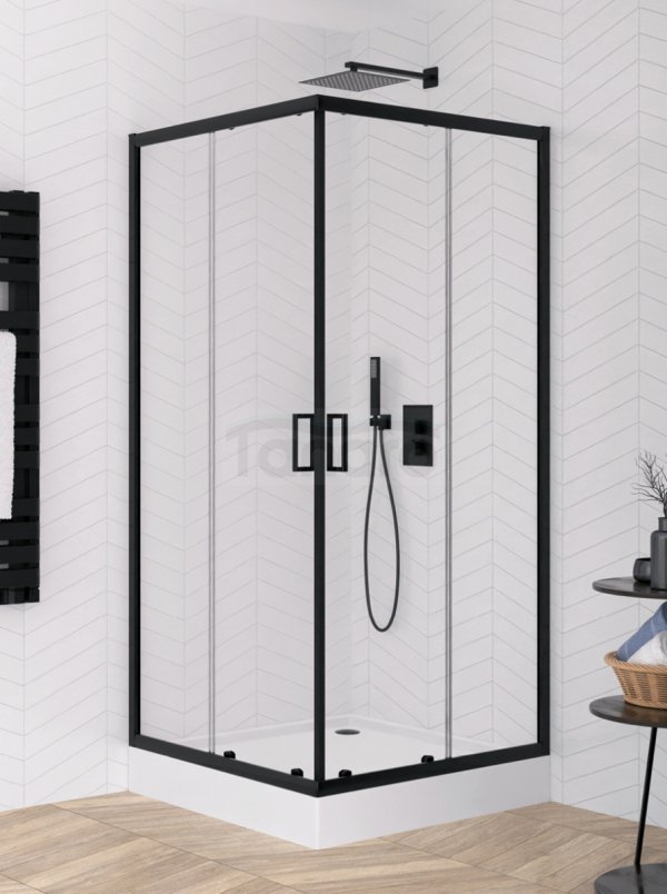 NEW TRENDY Kabina prysznicowa SUVIA BLACK 2D kwadratowa U 80x80x185 szkło czyste 5mm K-3564