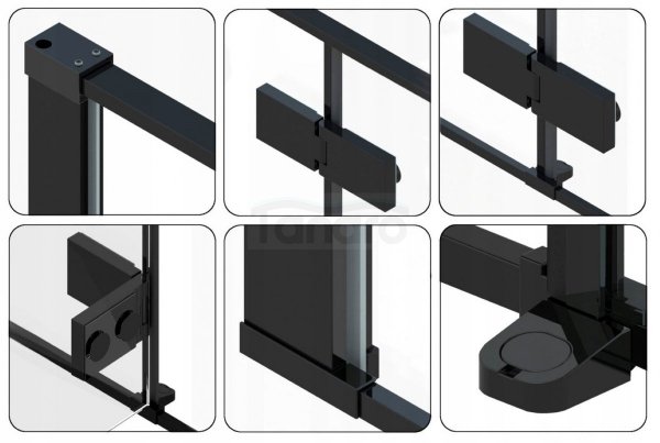 REA - drzwi prysznicowe czarne FARGO BLACK MAT 120
